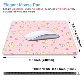 IMAYONDIA - Alfombrilla de mouse Kawaii rosa, linda alfombra de mouse pequeña con diseño de conejito de luna, alfombrilla de mouse estética de anime para mujeres, niños, oficina, hogar, escuela,