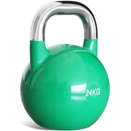PRISP Competition Kettlebell Weight 24kg - Pro Grade Heavy Duty Cast Steel, Green