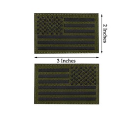 2 PCS AliPlus America Flag Patches IR Infrared Reflective Patches Laser Cut Patch Regular and Reverse Hook and Loop(Green)