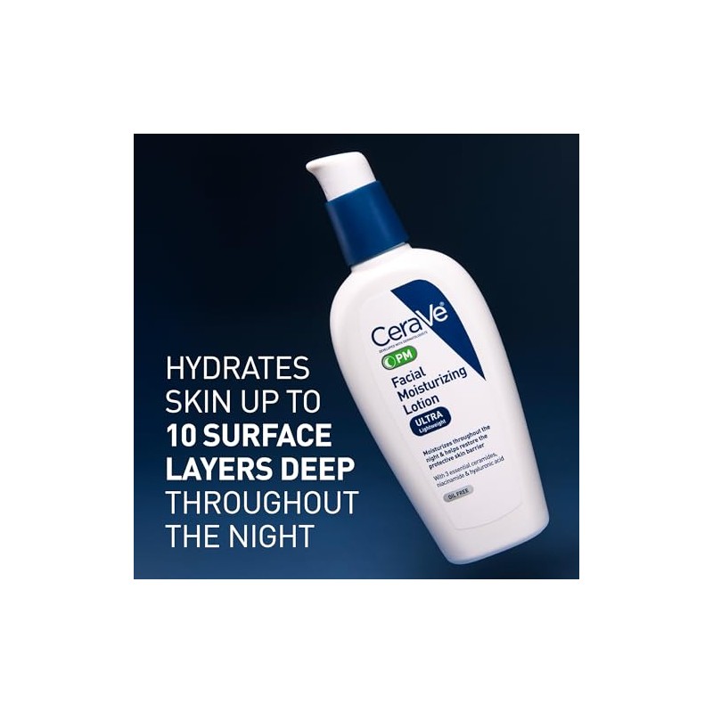 CeraVe - Loción facial hidratante Pm, 3 onzas