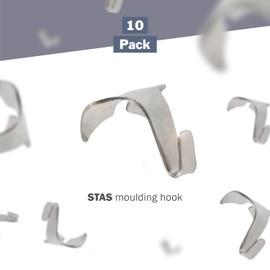 STAS Chrome / Silver Picture Rail Moulding Hooks (Pack of 10)