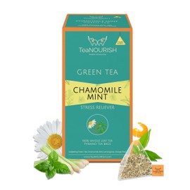 TeaNOURISH Chamomile Mint Green Tea | 20 Count Pyramid Tea Bags | Darjeeling Whole Leaf Tea Blend | Natural Sleep Tea with Calming & Relaxing Properties
