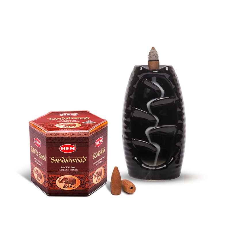 HEM Sandalwood Backflow Incense Cones – Pack of 40 Brown