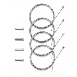 Bicycle Brake Cable Set for Mountain and Road Bikes, Front and Rear Replacement Wire Kit with End Caps, 4 Pack