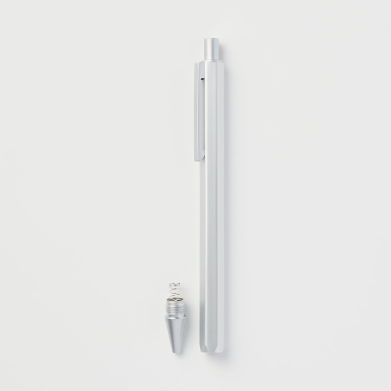MUJI NBC01A9A Retractable Ballpoint Pen, Main Unit, Aluminum