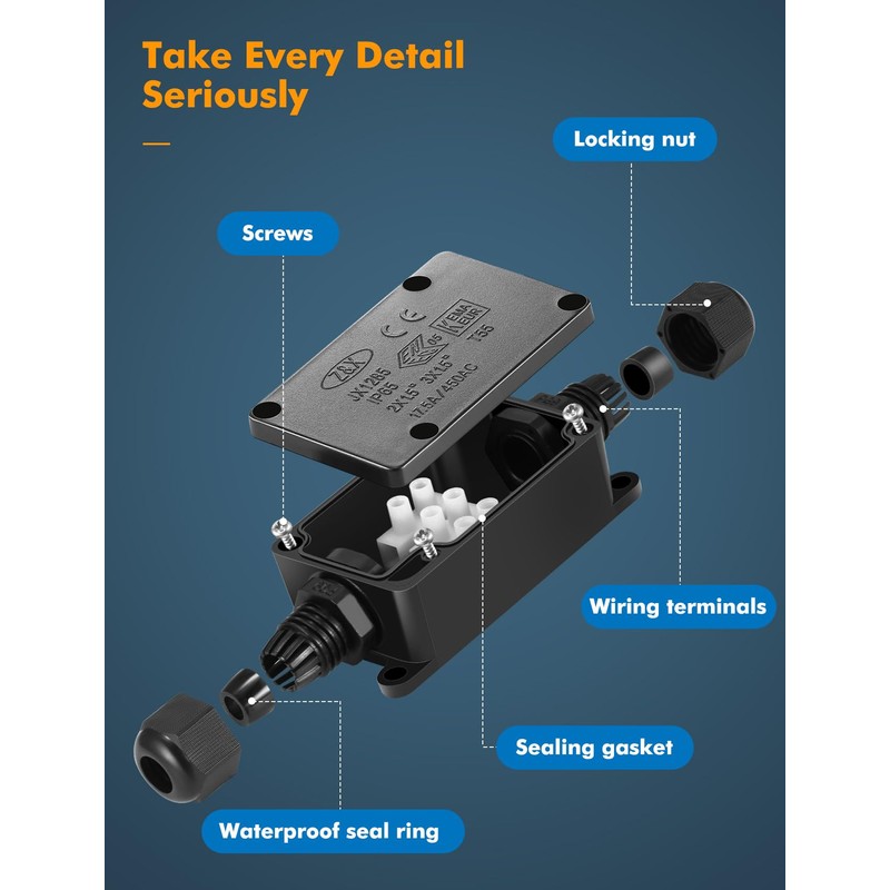 Junction Box - 4 Pack IP65 Waterproof 2 Way PG9