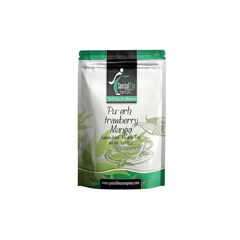 Special Tea Strawberry Mango, Loose Leaf Pu-erh Tea, 3 Ounce