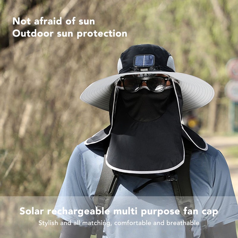 Wide Brim Solar Fan Hat Outdoor Fishing Sunscreen Quick Drying