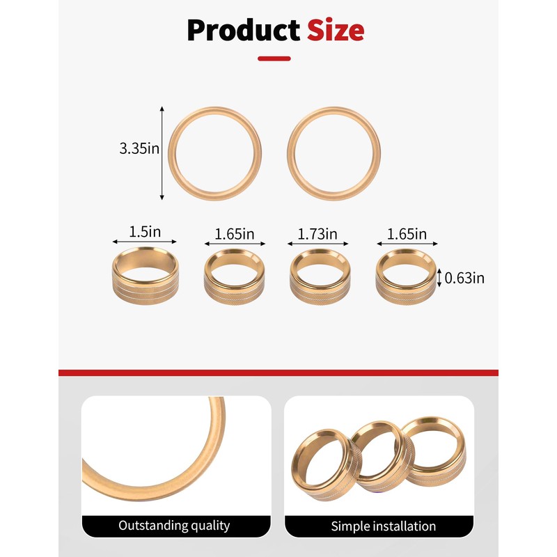 JWWY Dashboard Air Vent Trim Ring Set Fit for 2024-2026+