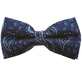 [Bowties.jp] ペイズリー 蝶ネクタイ ボウタイ 簡易装着 全8色 クリーム グレー オレンジ ピンク グリーン ネイビー バーガンディ レッド (ネイビー)
