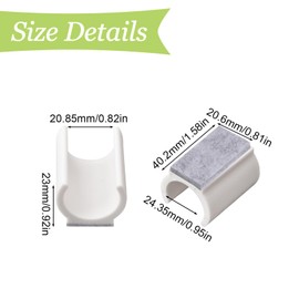 UFURMATE Chair Pads, 30Pcs 24mm Plastic Chair Leg Floor Protectors with Felt Pads, U Shaped Chair Tube Floor Protectors Non-Slip Rectangle Chair Legs Tips Caps for Round Sled Base Chair Leg (White)