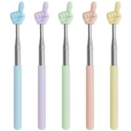 Juyibaao 5 Pcs Telescopic Finger Pointer Stick – Extendable Retractable Teacher Pointer for Classroom, Stainless Steel Hand Stick for Kids Reading, Kindergarten, Elementary School Supplies