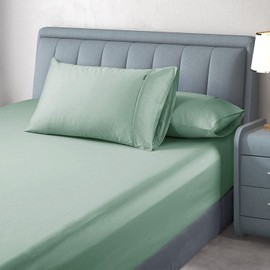 Luxton 1000TC Egyptian Cotton Fitted Sheet Set King Single Size Sage Green Color 40cm Deep Pocket Breathable Cotton Sateen Combo Fitted Sheet 2PCS Set NO Flat Sheet (King Single Size, Sage Green)