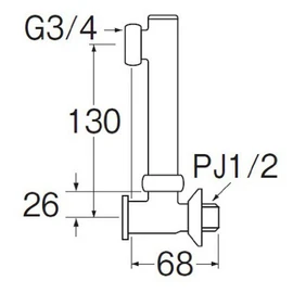 SANEI U3-9XK-130 Extension Eccentric Pipe with Drain for Wide Spacing of Hot Water Piping, Eccentric Dimensions 5.1 inches (130 mm), 1 Piece