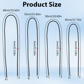 Set of 4 Leather Necklace 3 mm, Black Faux Leather Necklace, Faux Leather Cord with Clasp, Braided Faux Leather Necklace, Bracelet Leather Chain Men, 4 Sizes Rubber Chain for DIY Pendant Jewellery