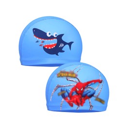 RosyFate Girls' Swimming Cap, Pack of 2, Swimming Cap, Children, Tear-Resistant & Elastic, Swimming Caps for Children, Swimming Cap Children (Red + Blue)