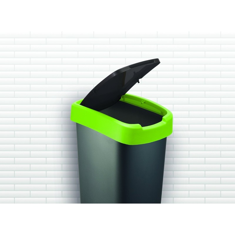 CURVER Flip Bin 10 L Silver/Green 18.9 x 23.5 x