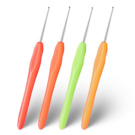 Molain 4 Pieces Crochet Hooks, 1 mm 1.25 mm 1.5 mm 1.75 mm Crochet Hook Set Small Size Crochet Hook Ergonomic Handle Crochet Hooks Lace Crochet Hooks for Knitting Scarf Gloves Bags Hats Socks