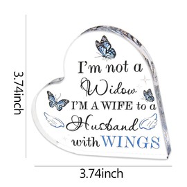 Husband Memorial Gifts for Wife Im Not A Widow Im A Wife To A Husband With Wings Sympathy Gifts for Loss of Husband Gift Celebration of Life Décor Sign for Desk Blue Butterfly Memorial Plaque for Home