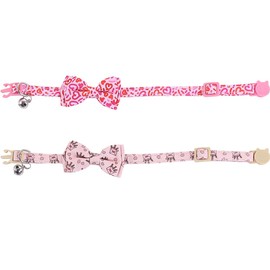 Valentine Cat Collar Breakaway with Cute Bow Tie and Bell for Kitty Adjustable Safety Love Heart