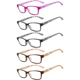 OWL 5 Pack Reading Glasses Women, Spring Hinge Colorful Fashion Eyeglasses for Women, Elegant Stylish Readers for Women