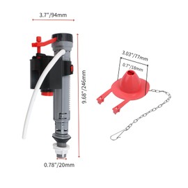 KUMGROT 2 Pcs Toilet Flusher Replacement Kit with 2" Red Flapper High-Performance Universal Double Seal Fill Valve for Toilet Tank