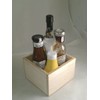 Wooden Condiment Holder Square, Natural Wood - by Chabrias Ltd