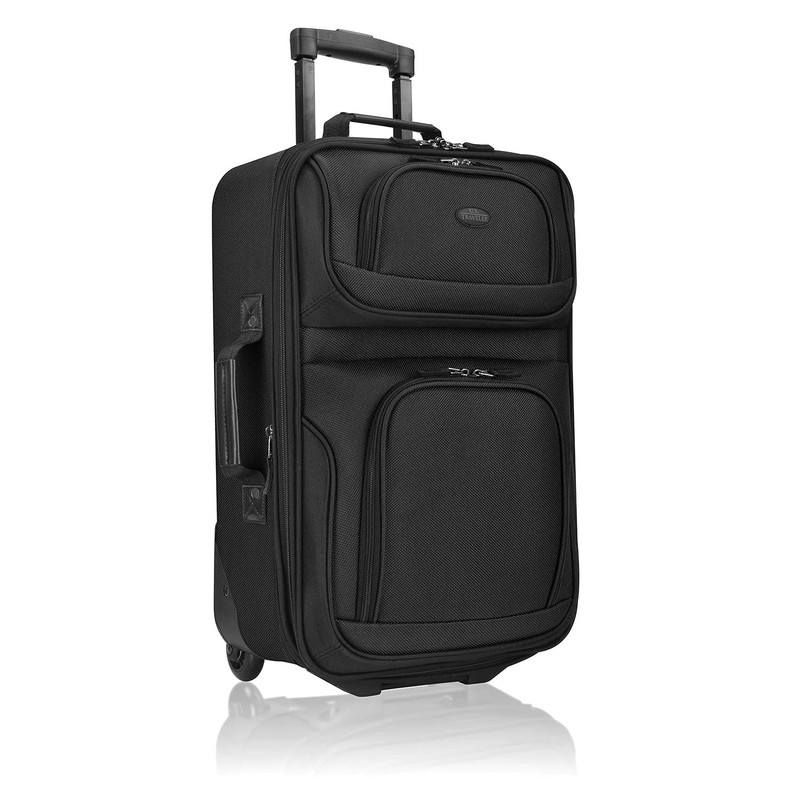 U.S. Traveler Rio Rugged Fabric Expandable Carry-on Luggage Set, Black,