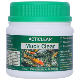 ActiClear Muck Clear – Natural Pond Sludge Treatment, 2 LB for Ponds, Fountains & Bird Baths, Beneficial Bacteria & Enzymes, Chemical-Free & Safe for Fish, Pets & Wildlife
