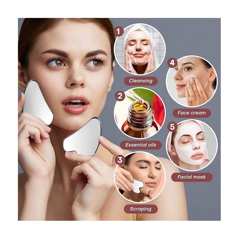 Stainless Steel Gua Sha Facial Tools, Heart Shape Gua Sha