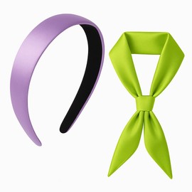 Purple Headband and Green Scarf Set, Cartoon Inspired Costume Accessories for Women, Cosplay Outfit Props for Fancy Dress Parties and Halloween