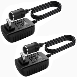 Herfair - Convertidor de CA a CC de 2 A, 24 W, adaptador de enchufe para encendedor de cigarrillos de coche, 110-240 V a 12 V CA/CC para electrodomésticos, uso doméstico a enchufe de pared (paquete de