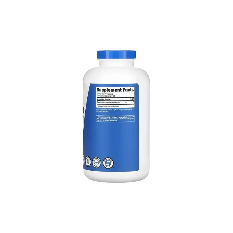 Creatina Monohidrato 750 Mg, 500 Cáps, Gana Fuerza Muscular Sabor
