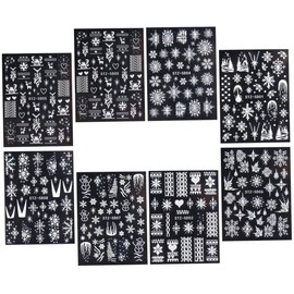 IWOWHERO 8 Sheets Snowflake Nail Art Stickers Decals for Christmas DIY Nail Design for Home Use Lightweight Stylish