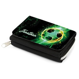 Striefchen® Boys Wallet with Name and Motif of Your Choice, Football Green, Casual