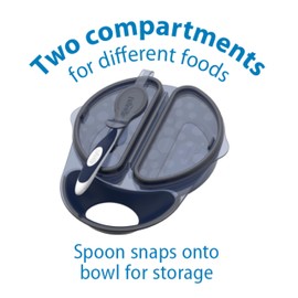 Dr. Brown's Travel Fresh Bowl and Snap-in Spoon for Toddler Feeding On the Go, BPA-Free, 4m+ (Color May Vary)