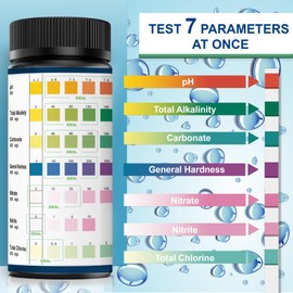Aquarium Test Strips, 7-Way Aquarium Test Kit for Freshwater Saltwater,50 Strips Quick and Accurate Fish Tank Pond Test Strips,Test Nitrate, Nitrite, Chlorine,Hardness,Alkalinity, Carbonate, Ph