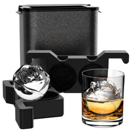 Molde para hacer hielo transparente con forma de rosa: Charola de cubitos de hielo transparente de 6.35 centímetros – Molde para hacer bolas de hielo grande de rosa 3D – Cubos de hielo en forma de