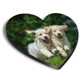 1 x Heart MDF Magnets - Golden Retriever Puppy Dogs Labrador 45178