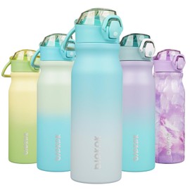 BJPKPK Insulated Water Bottle 25oz Stainless Steel Water Bottles With Straw And Carry Handle Double Wall Metal Thermos,Sea Salt