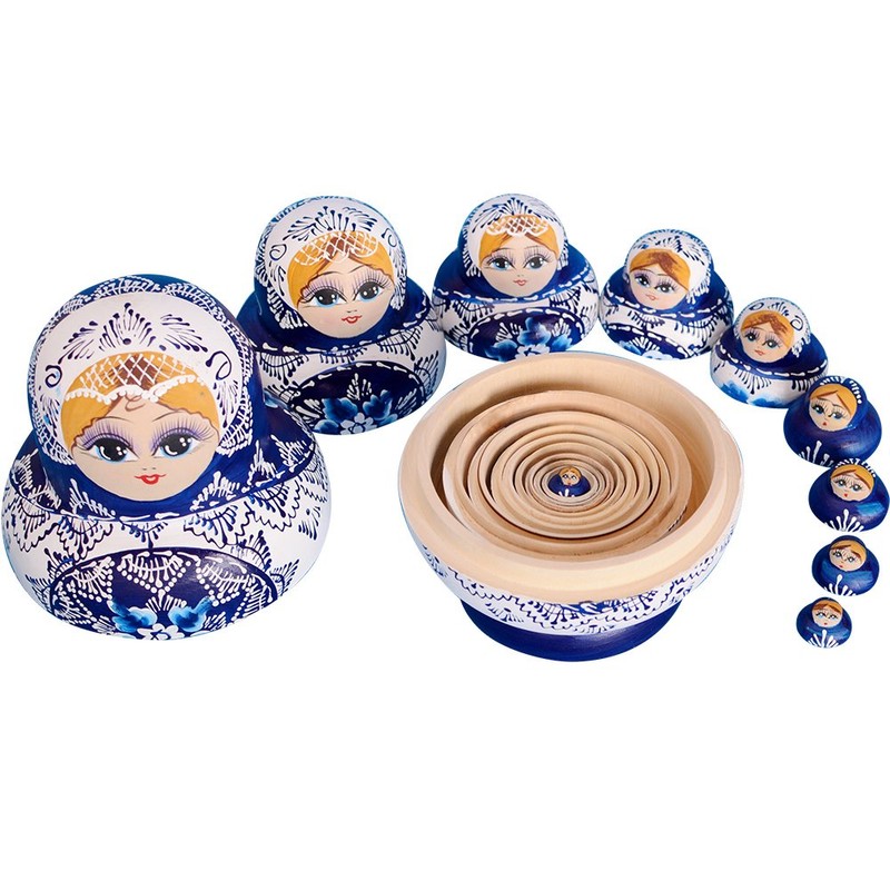 YAKELUS Russian Nesting Dolls for Kids Matryoshka Doll 10pcs Handmade