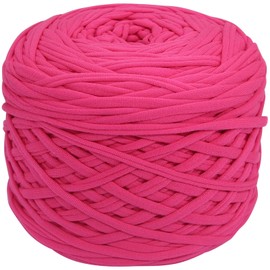 400 g T-Shirt Yarn, Elastic Fabric, Crochet Cloth Yarn for DIY Knitting, 130 Yards Spaghetti Yarn, Thick Knitting Yarn for Hand, DIY Bag, Basket, Cushion, Crochet Projects, Home Decor (Rose Red)