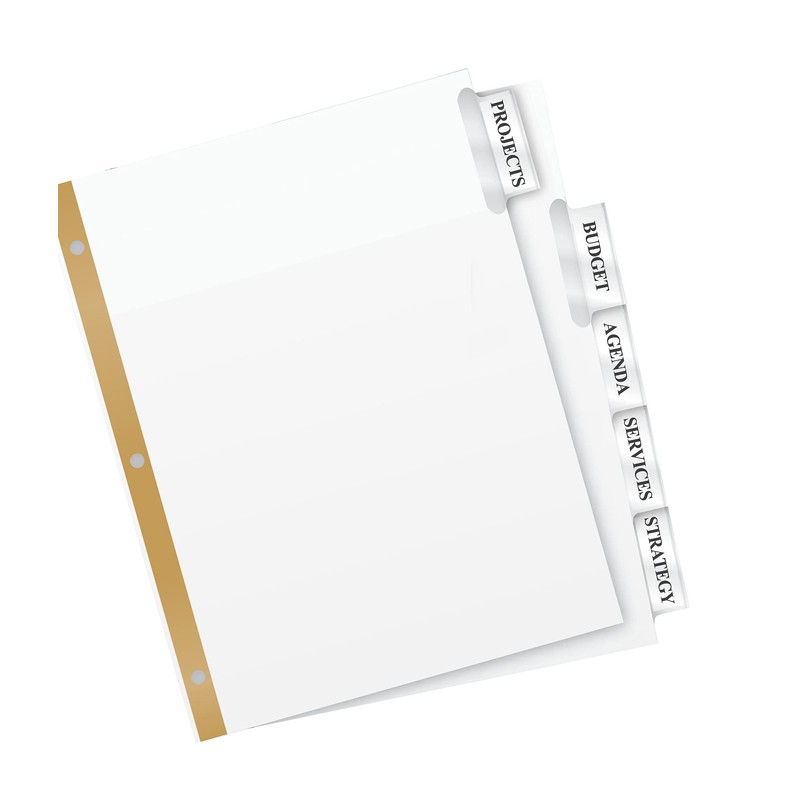 Avery® Paper Dividers, Insertable Big Tab™, 5-Tab, Clear, 1 Set