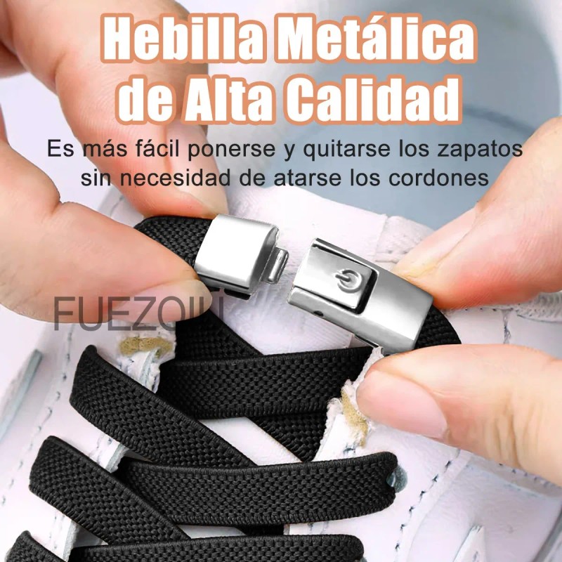 6 Pares Agujetas Sin Nudo Elásticas Hebilla Metal Para Tenis