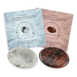 Labradorite and Mahogany Obsidian Inspirational Stones Natural Healing Crystal - Worry Stone for Anxiety and Stress Relief - Palm Stones for Meditation and Soothing Emotions, 1lb, Crystal, labradorite
