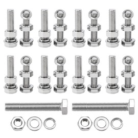 Fhioevt M6 Screws Nuts Set Hexagonal Screws M6 Stainless Steel Screws Hexagonal Set M6 x 60 mm Screw Assortment with Nuts and Washers Threaded Screws