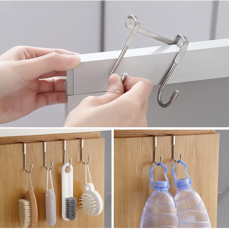 NORSON-NADISHA 2PCS Over Door Hook Hanger Stainless Steel Shower Towel