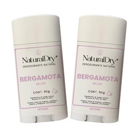 NaturalDry - Desodorante Natural para Mujer en Barra - Sin Aluminio - Sin Parabenos - Aroma Bergamota (2 Unidades)