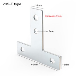 10Sets T Brackets, T Shape Connector 2020 Aluminum Extrusion Connector Bracket Sets,40Pcs M5 T-Slot Sliding Nuts, 40Pcs M5x8mm Hex Socket Cap Screw Bolt,for 6mm T-Slot Aluminum Profile Extrusion
