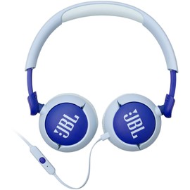 JBL Junior 320 Kid Safe On-Ear Wired Headphones for Kids (Blue)